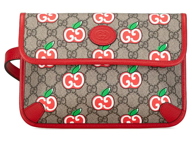 Red Gucci GG Supreme Apple Belt Bag Leather  ref.1443804