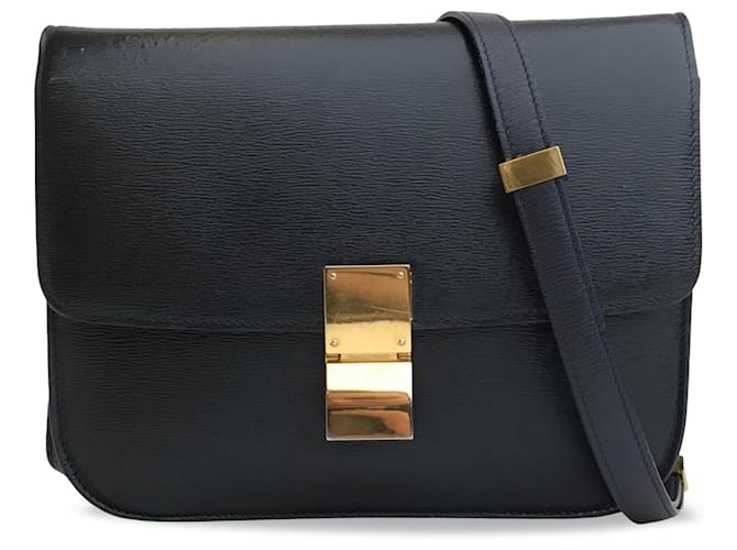 Céline Bolsa transversal Celine Medium Classic Box azul Couro  ref.1443837