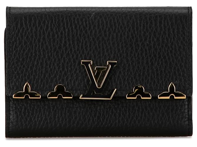 Black Louis Vuitton Taurillon Capucines Compact Wallet Leather  ref.1443847