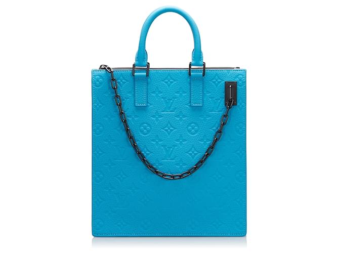 Blue Louis Vuitton Monogram Taurillon Sac Plat Satchel Leather  ref.1443850