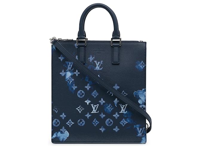 Blue Louis Vuitton Monogram Ink Watercolor Sac Plat Zippe Satchel Leather  ref.1443877