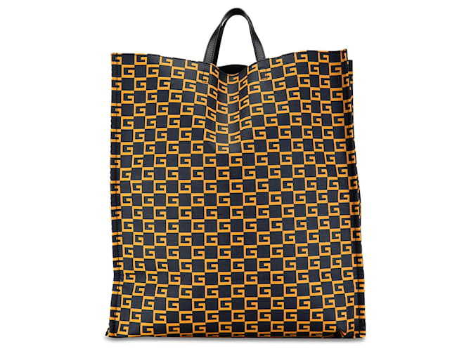 Tote vertical en toile enduite G Square jaune de Gucci Cuir  ref.1443888