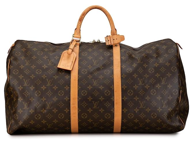 Brown Louis Vuitton Monogram Keepall 60 Travel Bag Leather  ref.1443912