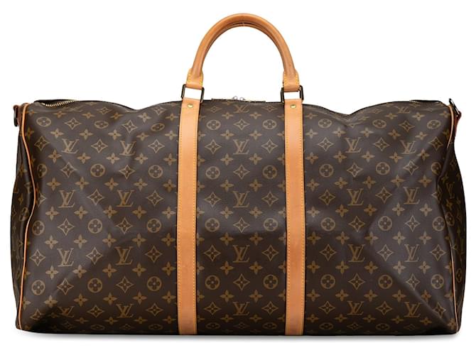 Bolso de viaje Keepall Bandoulière 60 Monograma Louis Vuitton marrón Castaño Cuero  ref.1444029