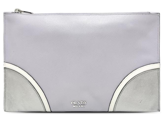 Purple Prada Saffiano Clutch Leather  ref.1444209