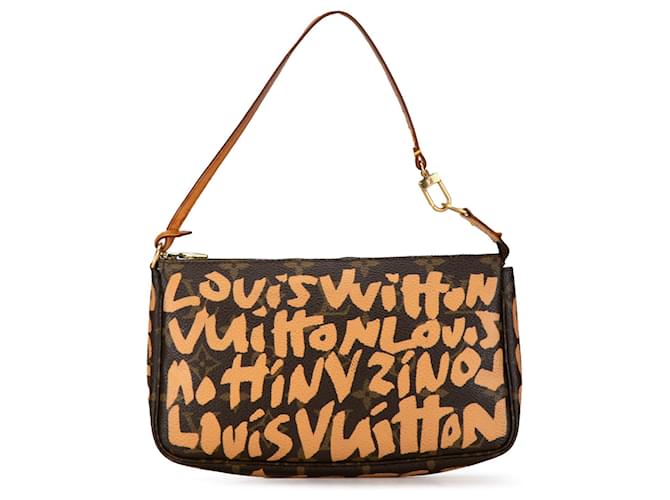 Brown Louis Vuitton x Stephen Sprouse Monogram Graffiti Pochette Accessoires Shoulder Bag Leather  ref.1444266