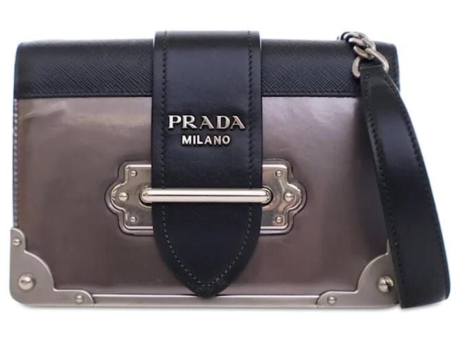 Brown Prada Metallic Vitello Saffiano Cahier Bag Leather ref.1444320 Joli Closet