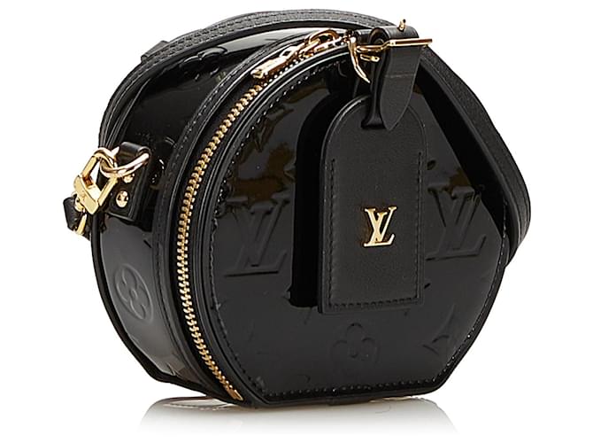 Bolsa crossbody Mini Boite Chapeau Vernis Louis Vuitton preta Preto Couro  ref.1444354