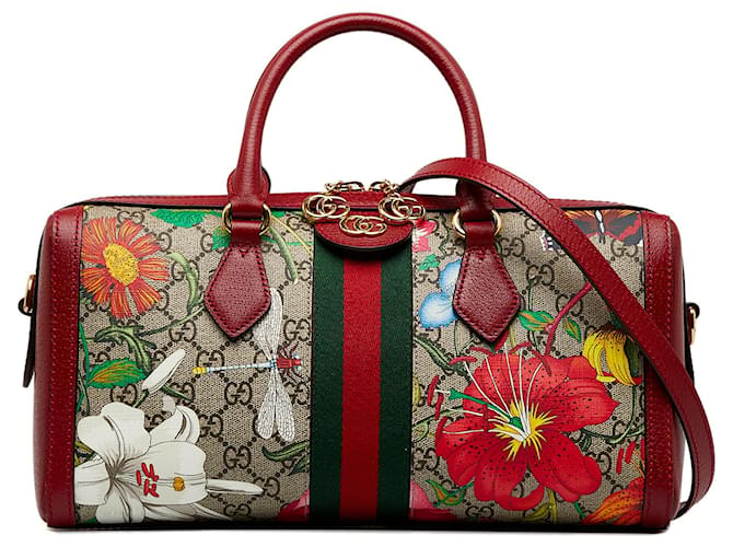 Bolsa Flora Ophidia Web GG Supreme vermelha da Gucci Vermelho Couro  ref.1444398