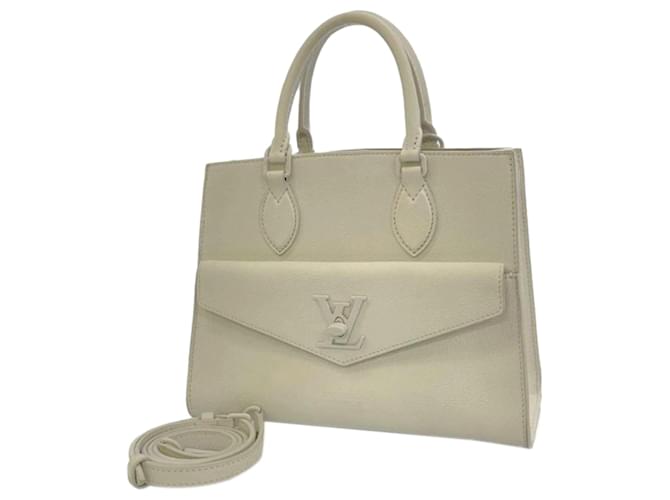 Weißer Louis Vuitton Lockme Tote PM Handtasche Leder  ref.1444447