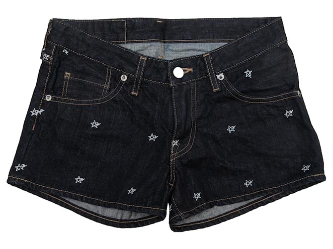 Autre Marque Bermuda de denim bordado BAPE Star em lavagem escura tamanho US XXS Vermelho John  ref.1444465