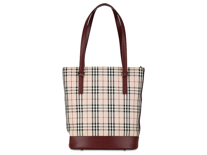 Brown Burberry House Check Tote Bag Leather  ref.1444489