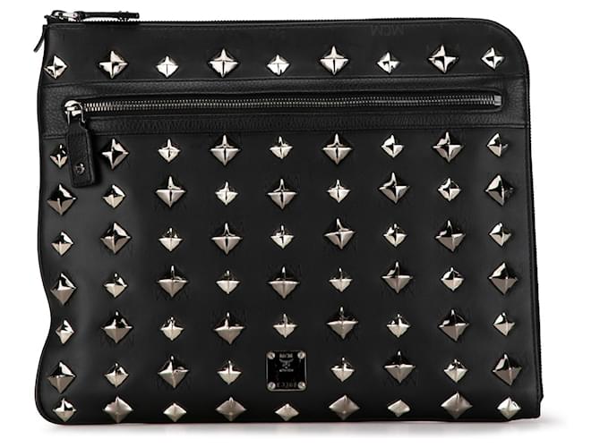 Black MCM Studded Nylon Visetos Clutch Cloth  ref.1444507