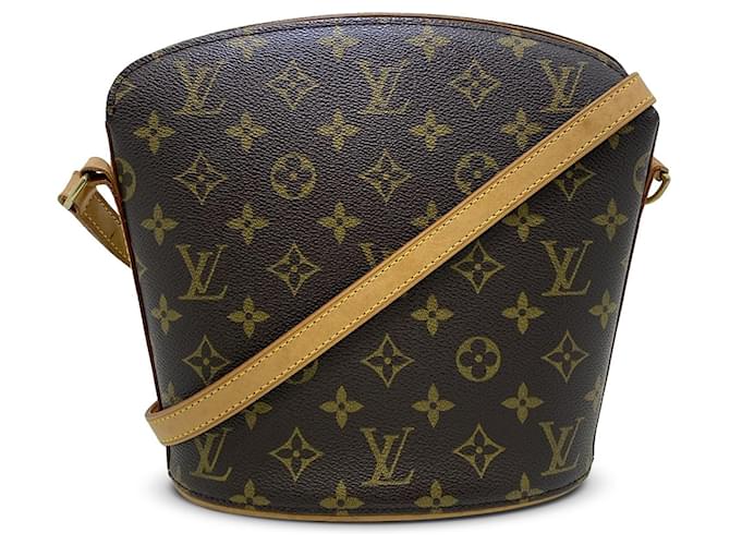 Braune Louis Vuitton Monogram Drouot Umhängetasche Leder  ref.1444513