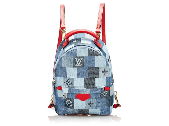 Blue Louis Vuitton Monogram Denim Palm Springs Backpack Leather  ref.1444605