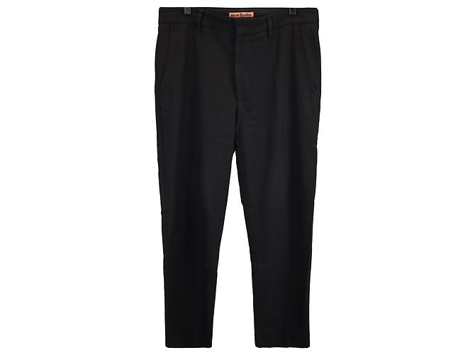 Pantalones rectos de algodón negro Acne Studios