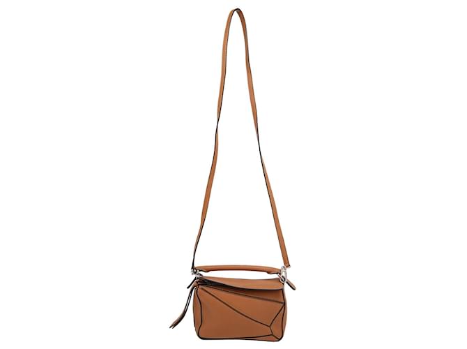 Loewe Puzzle Mini Bag in Tan Calfskin Leather Brown Pony-style calfskin  ref.1444904