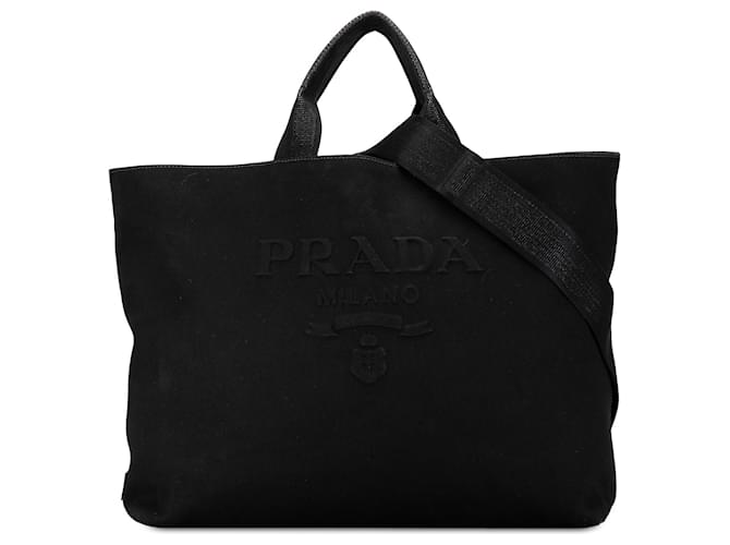 Prada Black Canapa Drill Tote Cloth Cloth  ref.1444937