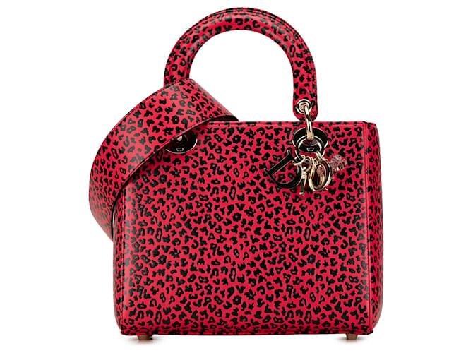 Dior Rosa Médio Couro de Bezerro Estampa de Leopardo Lady Dior Bezerro-como bezerro  ref.1444978