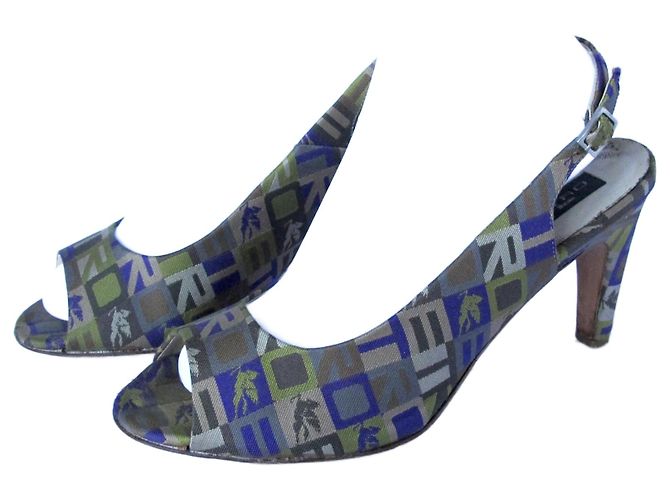 ETRO logo stiletto heels Beige Grey Light green Dark purple