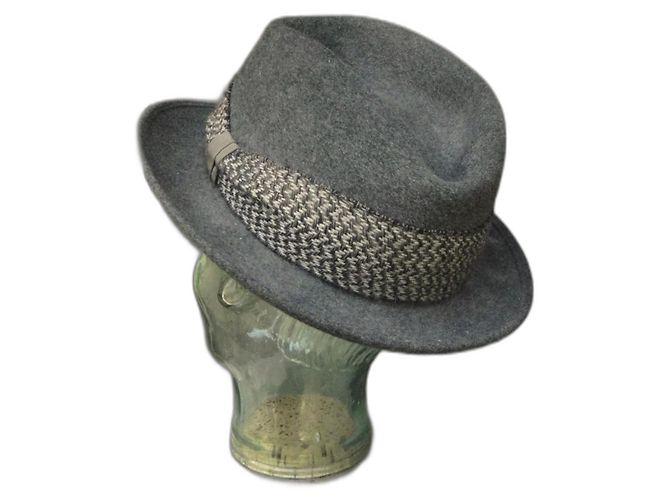 Autre Marque Pork Pie Hat Rabbit Felt Grey