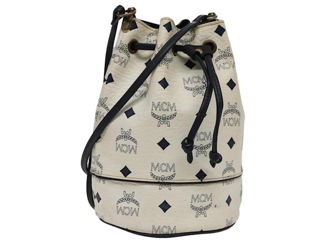 MCM Vicetos Logogram Sac à bandoulière PVC Blanc Auth 78891  ref.1445153