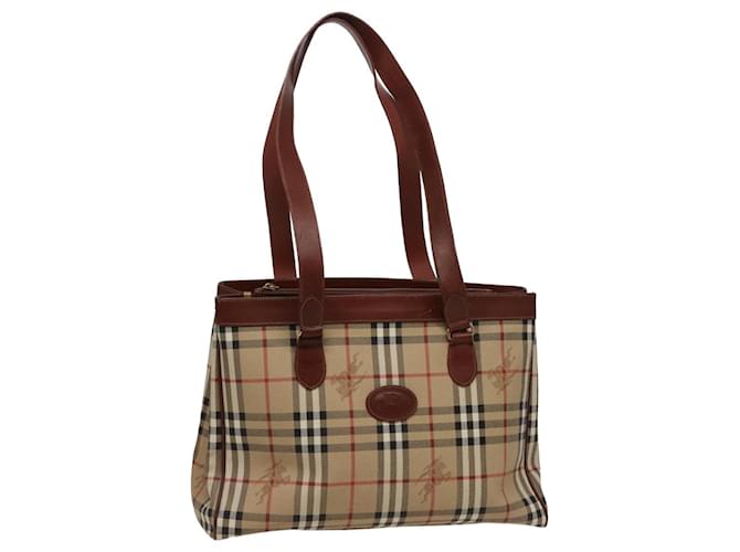 Autre Marque Burberrys Nova Check Schultertasche aus PVC-Leder Beige Auth bs15476  ref.1445162