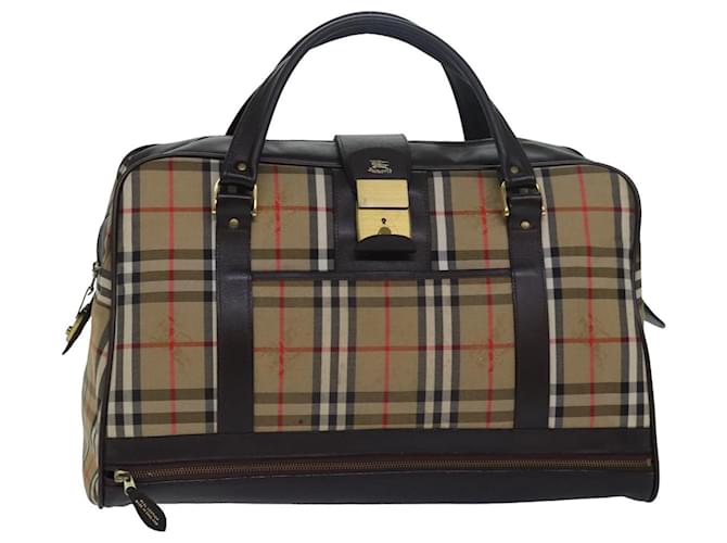 Autre Marque Burberrys Nova Check Boston Bag Canvas Brown Beige Auth ki4621 Cloth  ref.1445167