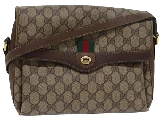 GUCCI GG Supreme Web Sherry Line Shoulder Bag PVC Beige 904 02 084 Auth 78097  ref.1445219