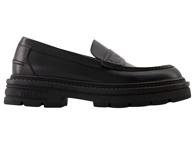 Mocassins Adriano - Versace - Couro - Preto Bezerro-como bezerro  ref.1445319