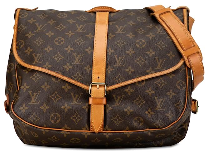 Louis Vuitton Brown Monogram Saumur 35 Cloth  ref.1445553