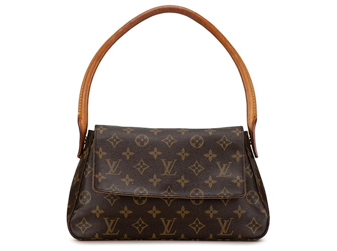 Louis Vuitton Mini Looping Monogram Marron Cuir Toile  ref.1445562