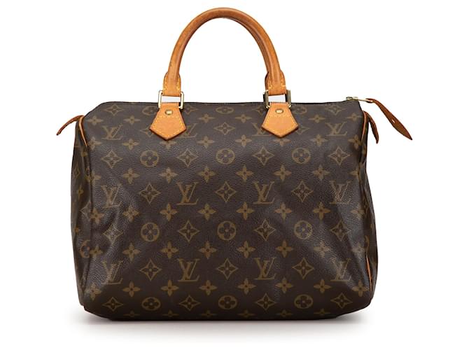 Louis Vuitton Speedy 30 Monogramm Braun Leder Leinwand  ref.1445578