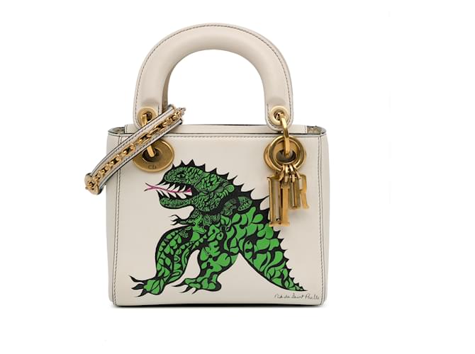 Dior White Limited Edition Niki De Saint Phalle Mini Calfskin Dragon Lady Dior Leather Pony-style calfskin  ref.1445600