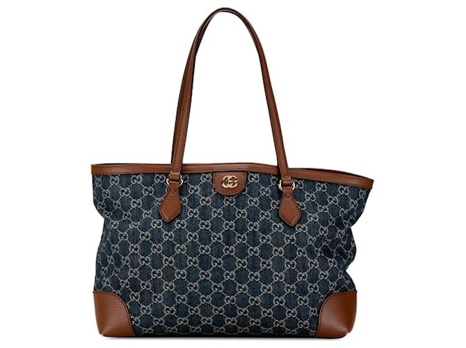 Tote de shopping Ophidia en denim GG bleu moyen de Gucci Veau façon poulain Tissu  ref.1445605