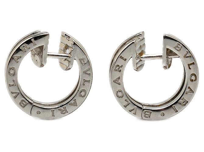 Bulgari Bvlgari Silver 18K White Gold Hoop Earrings