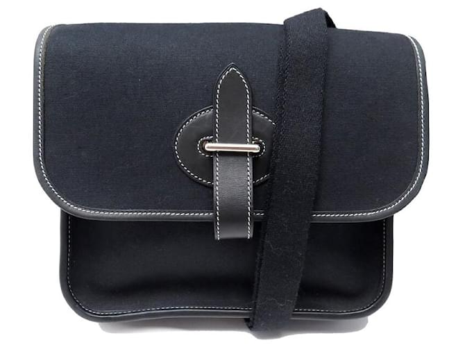 Hermès NEUF SAC A MAIN HERMES BUENAVENTURA PM TOILE CUIR BANDOULIERE HAND BAG Noir  ref.1445691