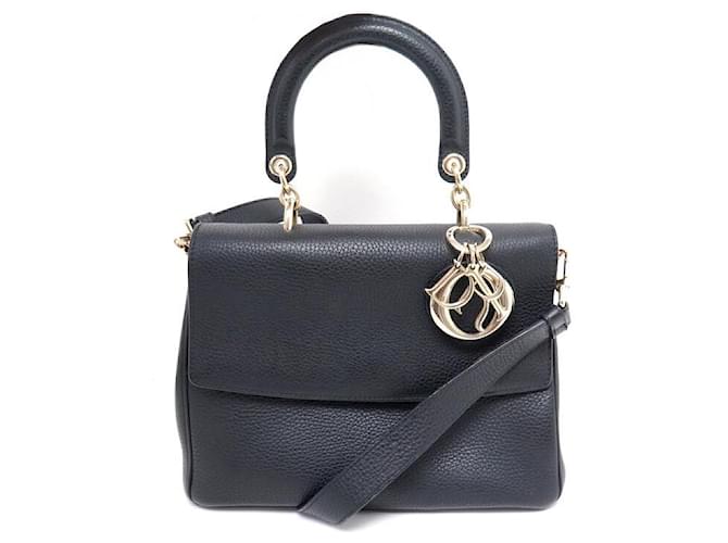 SAC A MAIN CHRISTIAN DIOR BE SMALL CUIR GRAINE NOIR BANDOULIERE HAND BAG  ref.1445714