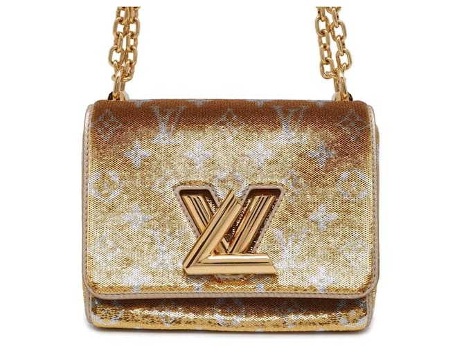 Louis Vuitton Sequin Twist PM Shoulder Bag Silvery Golden Leather  ref.1446123