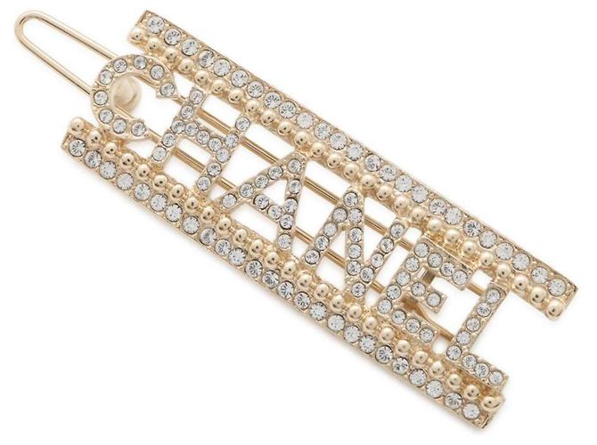 Timeless Fermaglio per capelli Chanel con strass in oro D'oro