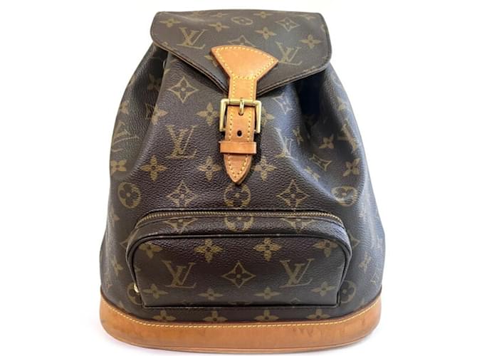 Mochila Montsouris MM Monograma Louis Vuitton Castaño Charol  ref.1446176