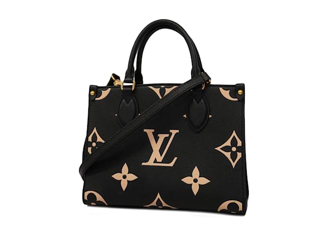 Borsa Louis Vuitton Monogram Empreinte Bicolor On the Go PM Nero Beige  ref.1446241