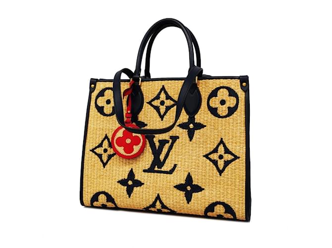 Louis Vuitton Monogram Raffia Giant On The Go MM Handtasche in Blau  ref.1446255