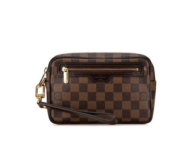 Borsa Clutch Bier Macau Damier di Louis Vuitton Marrone Pelle Plastica  ref.1446296