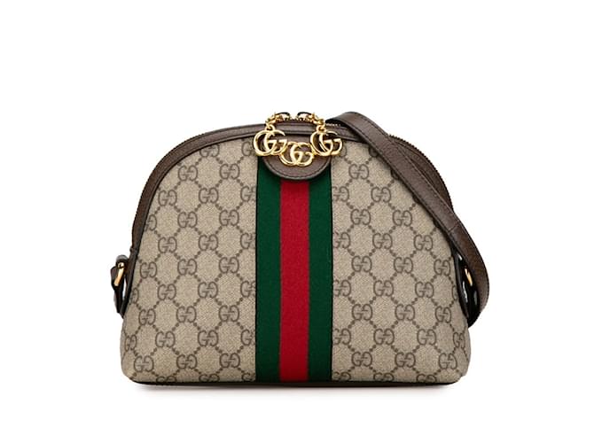 Bolsa de Ombro Gucci GG Supreme Sherry Line Ophidia Marrom Couro Plástico  ref.1446314