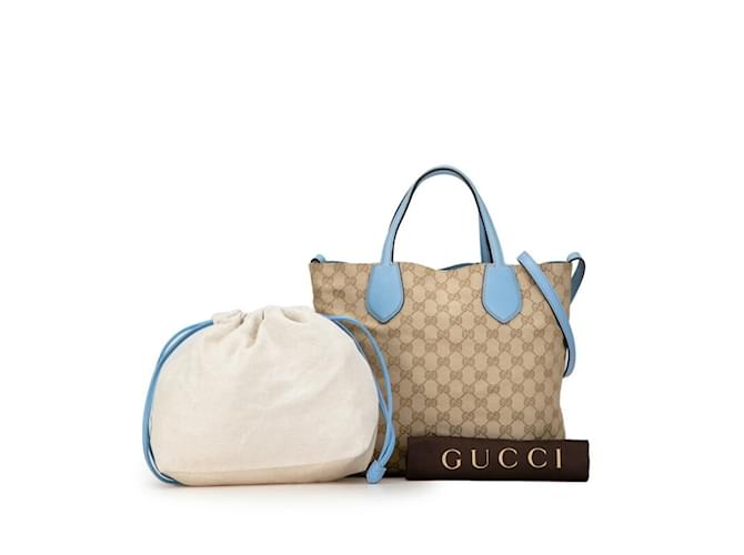 Gucci GG Canvas Wendetasche - Beige und Hellblau Leder Leinwand  ref.1446324