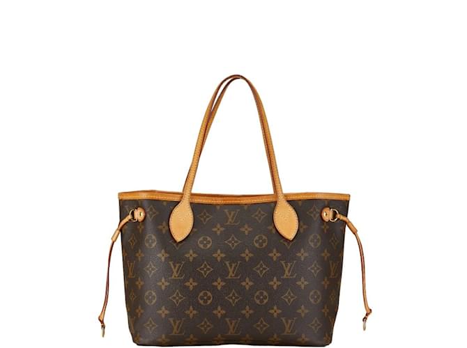 Sac à main tote Louis Vuitton Monogram Neverfull PM Cuir Plastique Marron  ref.1446337