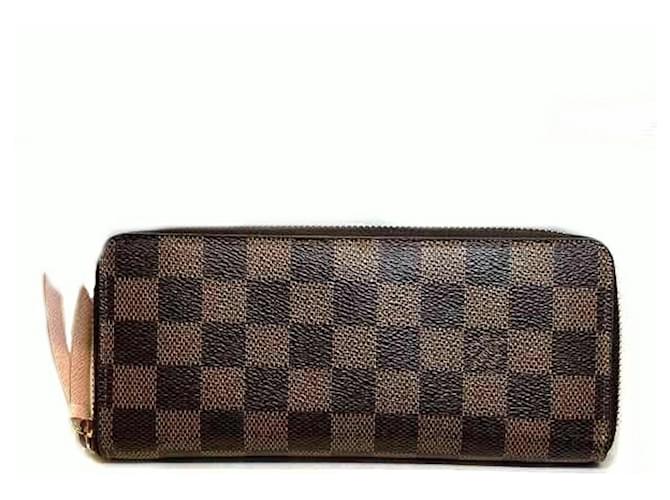 Portefeuille long Clemence N41626 Damier Louis Vuitton pour femmes Toile Rose Damier ebène  ref.1446457