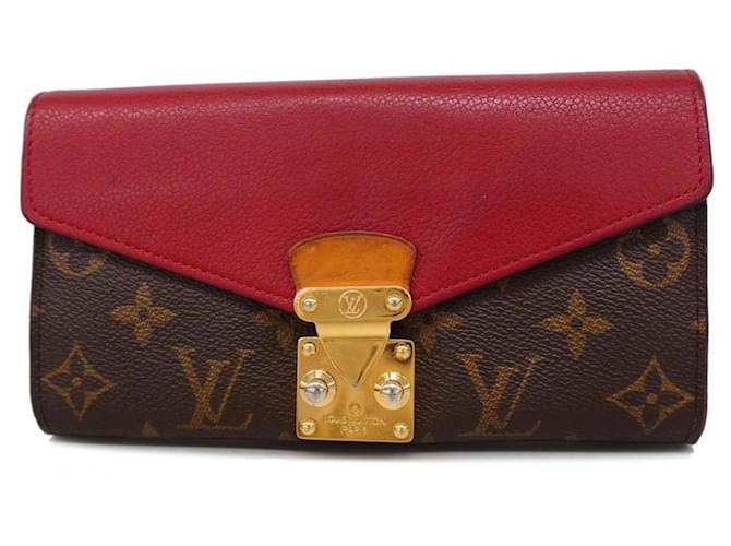 Portefeuille Long Louis Vuitton Monogram Pallas M58414 Marron Fuschia  ref.1446484