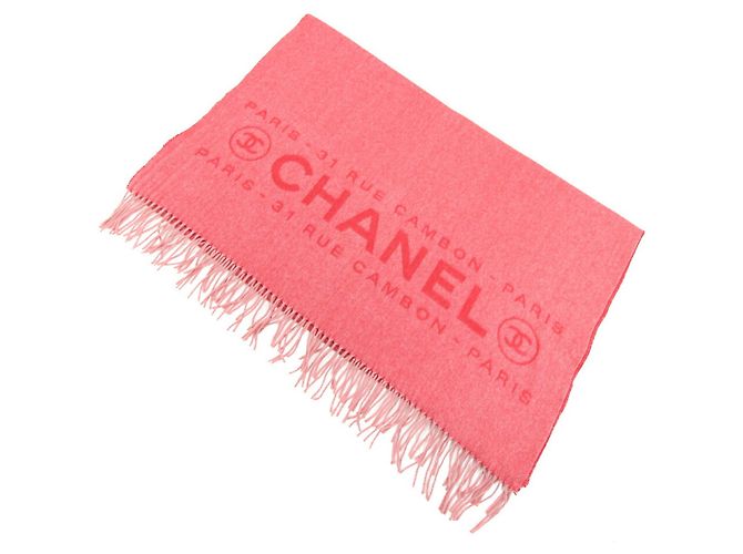 Timeless Chanel Cashmere Stole in Pink and Red